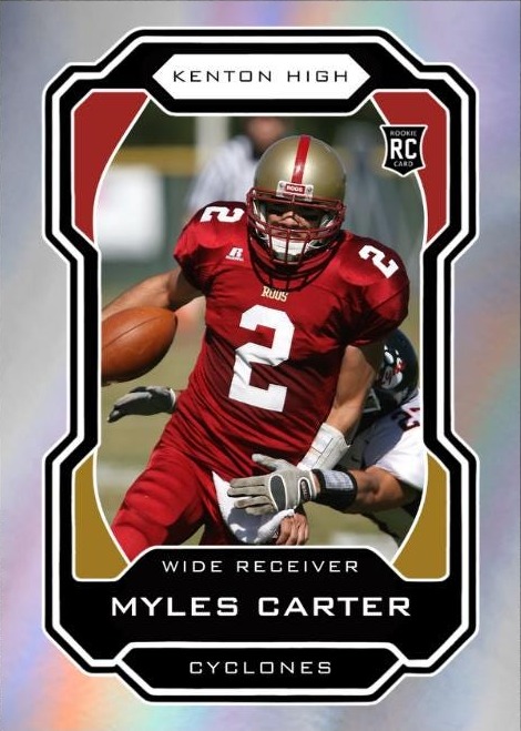 Custom football trading card for Myles Carter, wide receiver